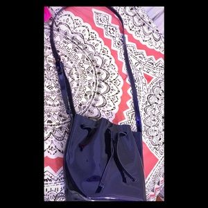 Beautiful patent blue cross body bag